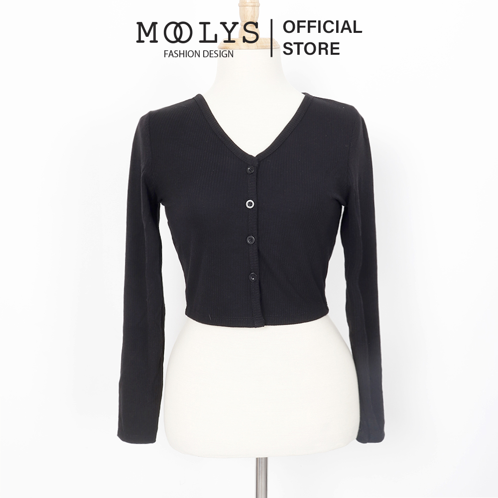Áo croptop thiết kế dài tay cổ V Moolys MC006