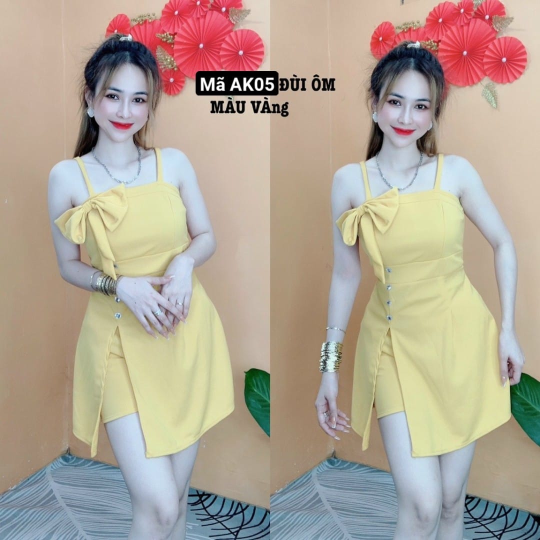 Sét đầm hai dây siêu dễ thương kèm quần.ak05
