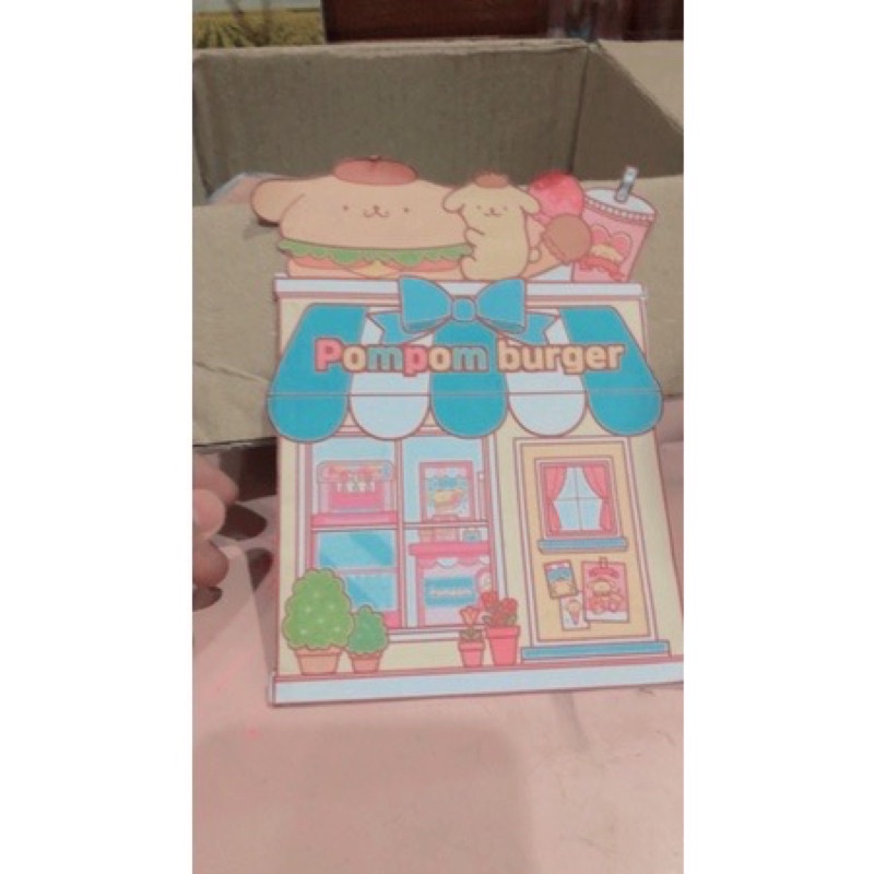 Búp bê giấy cửa hàng Burger của mèo Pompom
