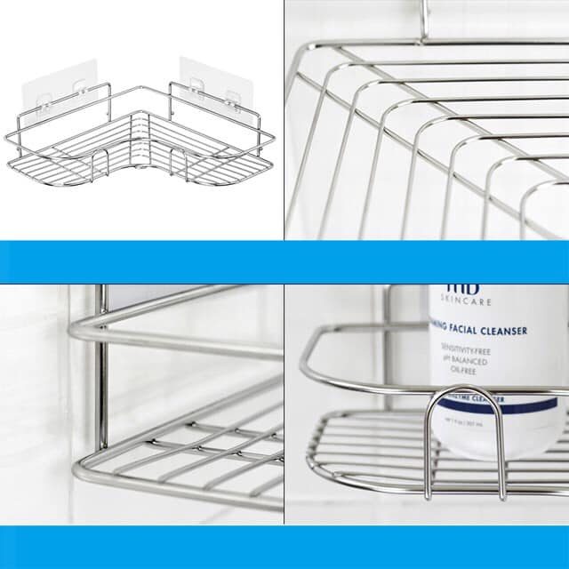 (Tặng 2 Miếng Dán Dài ) Kệ Góc INOX Dán Tường Siêu Chắc