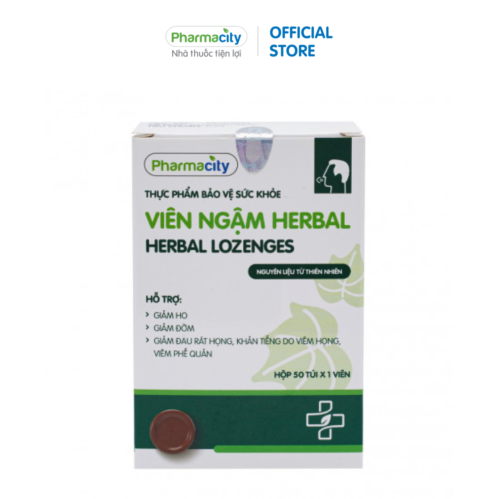Viên ngậm Pharmacity Herbal Lozenges NEW Hộp 50 viên