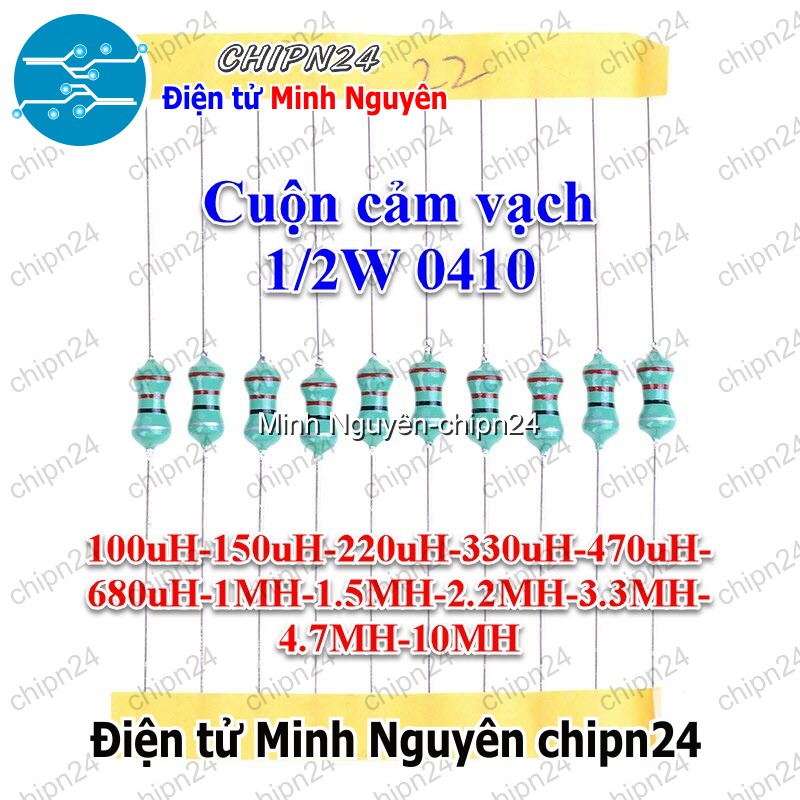 [10 cái] (K189) Cuộn cảm vạch 1/2W DIP 0410 (100uH/220uH/330uH/470uH/1MH/1.5MH/2.2MH/3.3MH/4.7MH/10MH)- [Chọn Loại] - HHH.00357