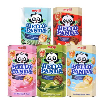 Bánh gấu Hello Panda Meiji đủ vị, Vị Dừa, Vị kem sữa, Vị matcha, Vị Socola