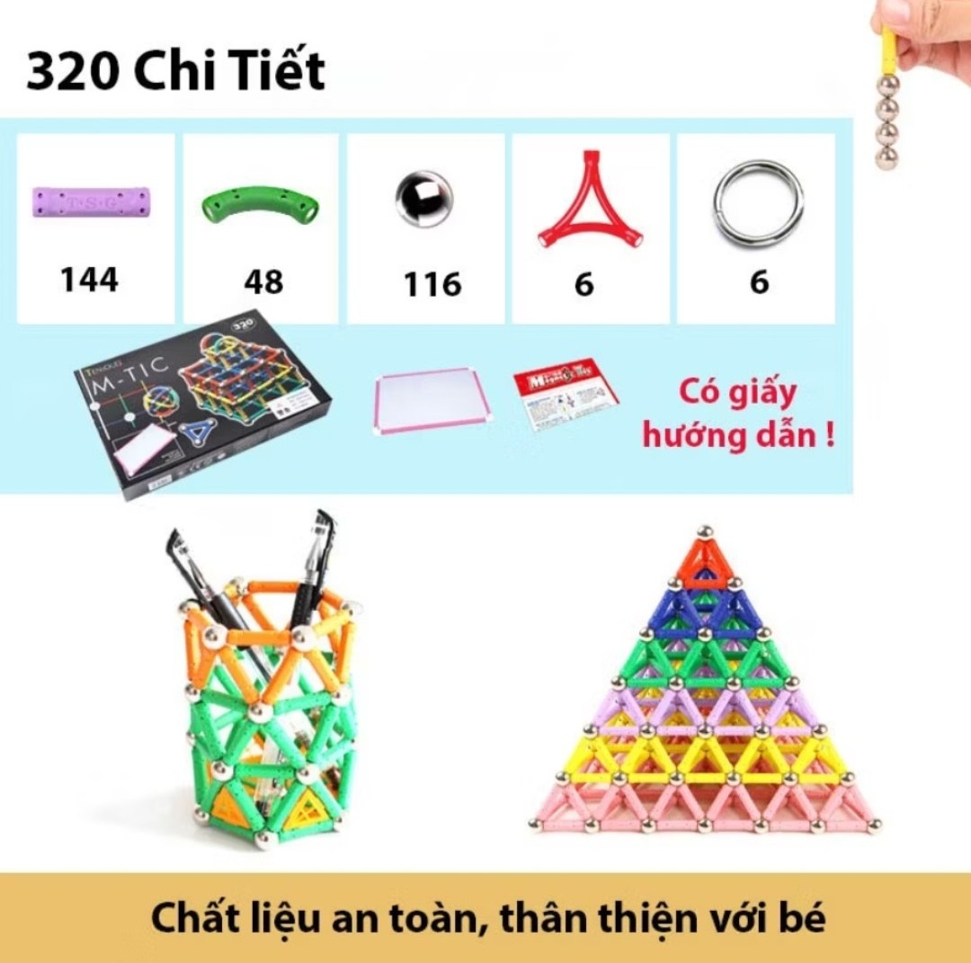 [HCM]Bộ Xếp Hình Nam Châm Vĩnh Cữu 96 Chi Tiết