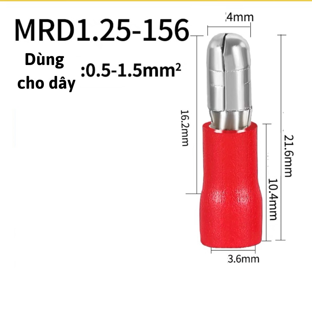 100 cos đầu đạn,đầu cos nối dây điện, cốt đực cái, cosse hình đầu đạn, giắc cắm cách điện, bắp chuối duc cai, jack nối
