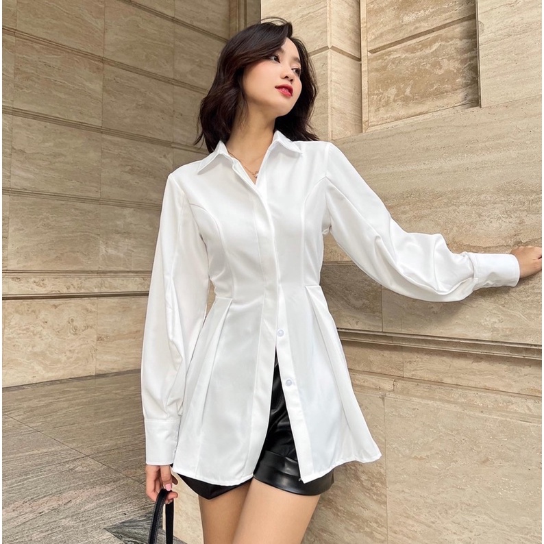 [Nhập mã LAZFASHION34-giảm 15% tối đa 99k/600k]SAP - Áo sơ mi chiết eo Nin