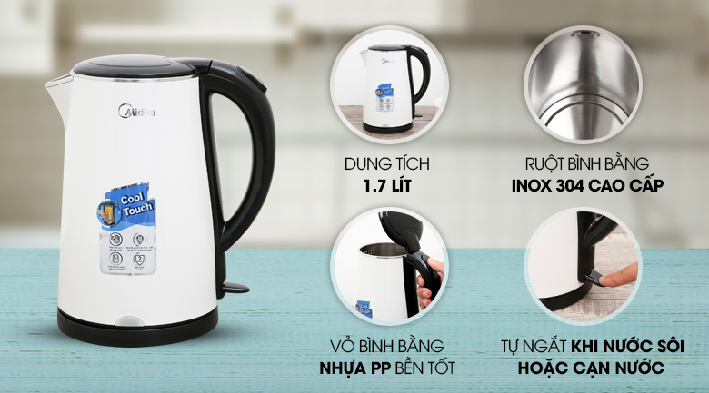 Bình đun siêu tốc Midea 1.7 lít MK-17DS