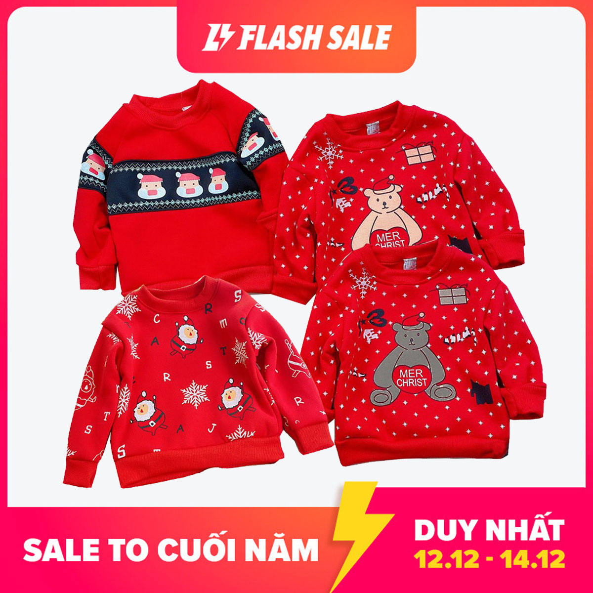 Áo nỉ bông Noel QATE629 cho bé