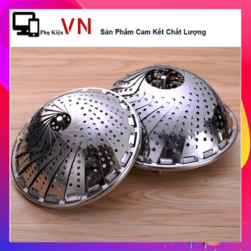 Vỉ hấp inox 23cm, xửng hấp 3 chân dang cánh xòe có thể xếp gọn, chất liệu inox cao cấp, bền nhẹ, chịu nhiệt