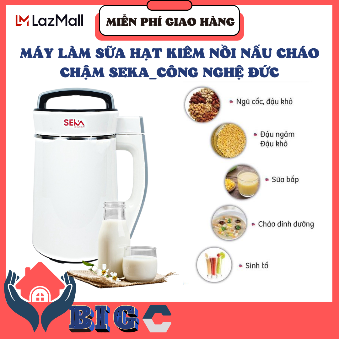 Máy làm sữa hạt kiêm nồi nấu cháo chậm - D28 công nghệ Đức, Nồi nấu cháo chậm 1.5 xay nấu đa năng 7in1 bổ sung dinh dưỡng cho bé và cả gia đình