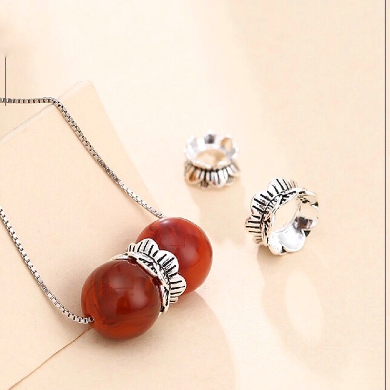 [S925] Charm bạc ốp đá hoa sen - MH328