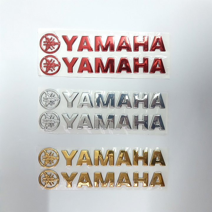 Bộ 2 miếng dán nổi chữ Yamaha (Bạc)