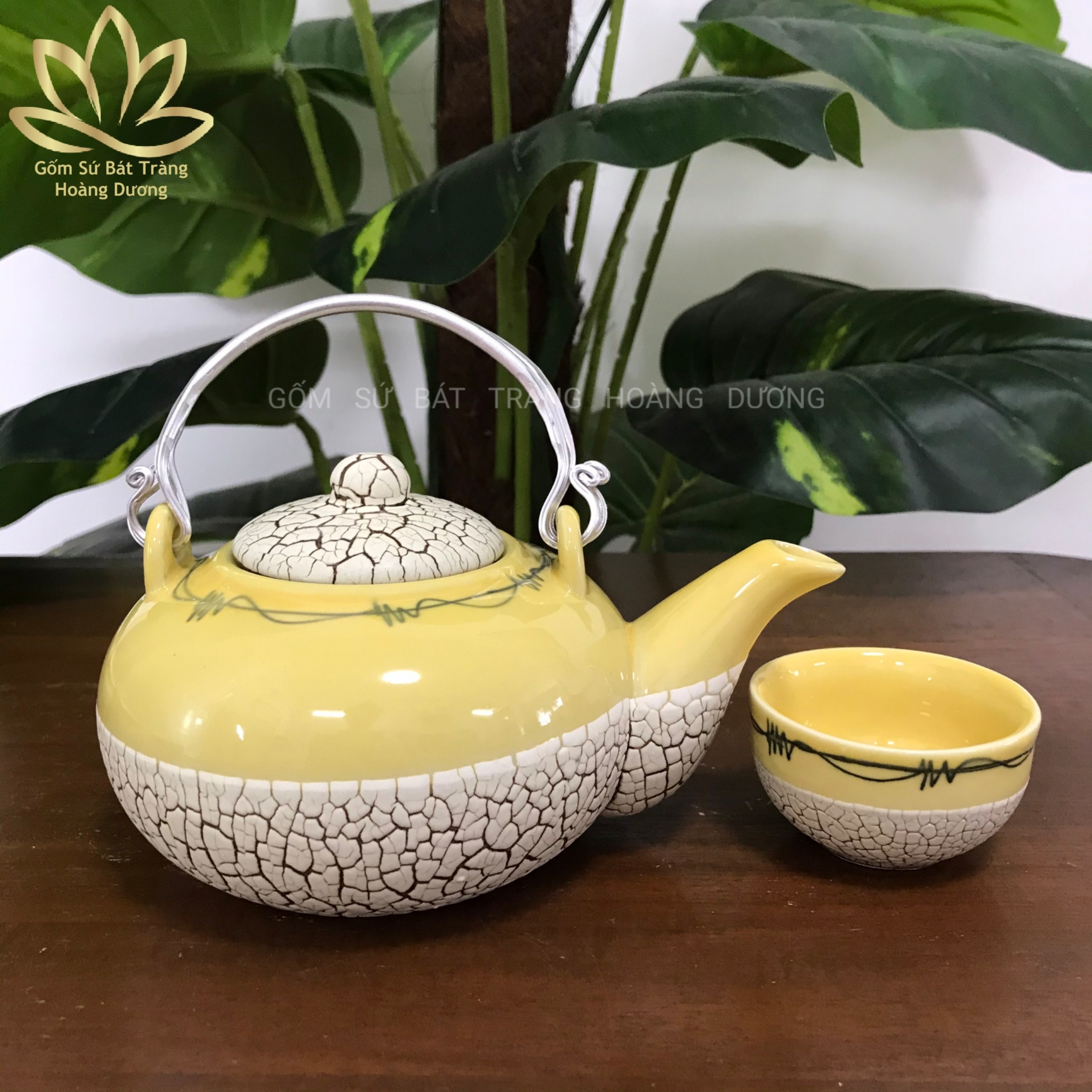 Bộ ấm chén Bát Tràng men rạn RT2 400ml