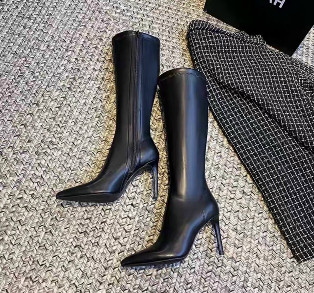 Boot đùi- bốt nữ cao gót da mềm cao cấp mũi nhọn gót nhọn 6cm- mã 977