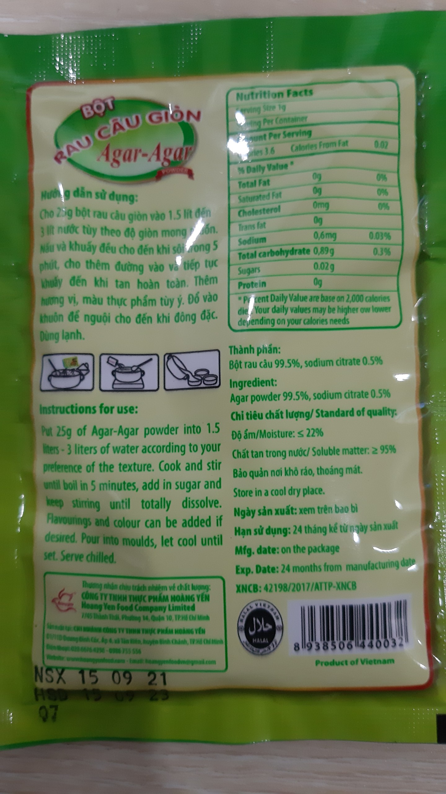 Bột rau cau dẻo / giòn Rovin 10g