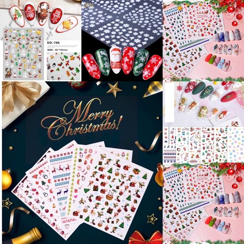 Hình dán sticker giáng sinh trang trí móng siêu đẹp ( HOT )