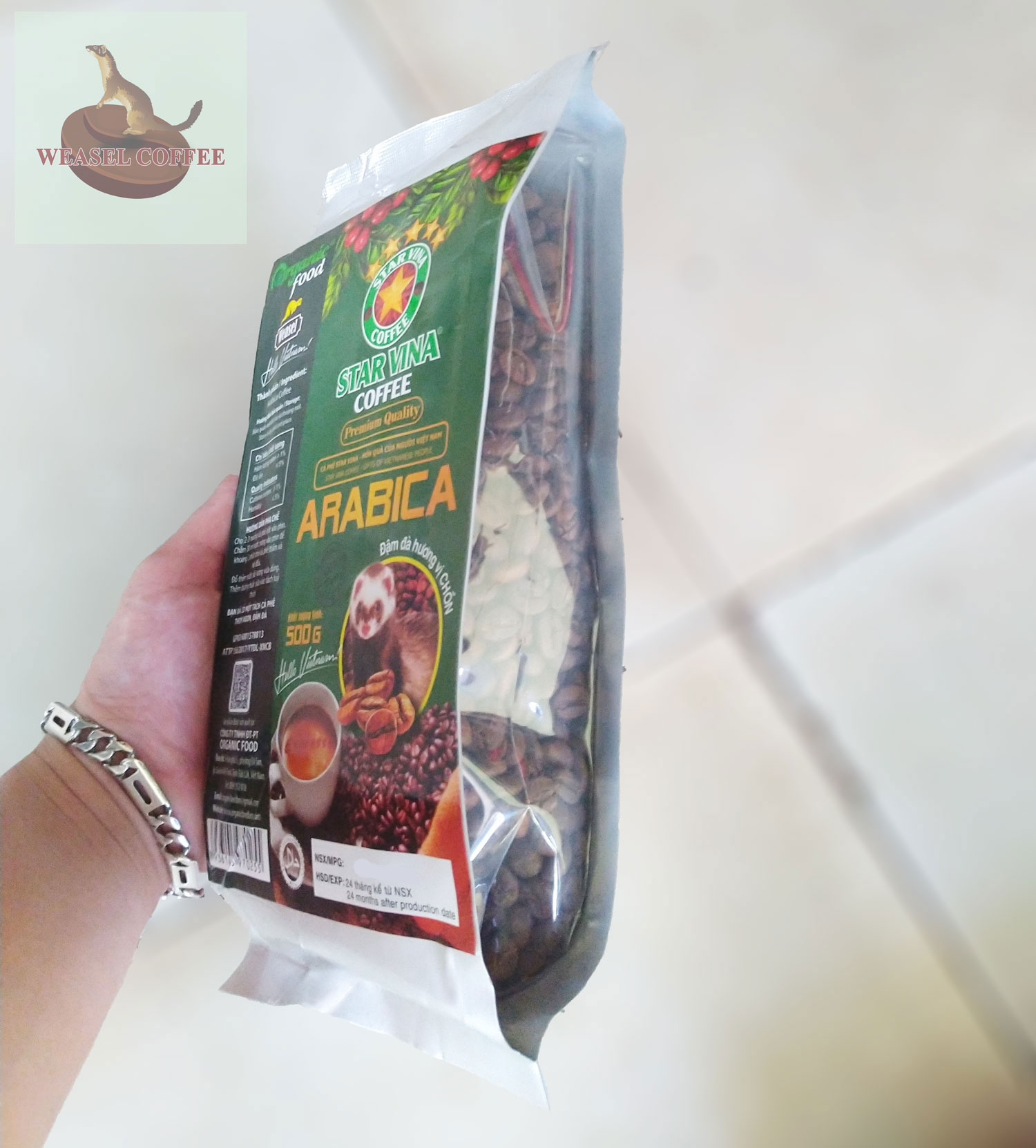 Combo 2 túi ( 1kg Hạt ) - Cà Phê Arabica Hương Chồn