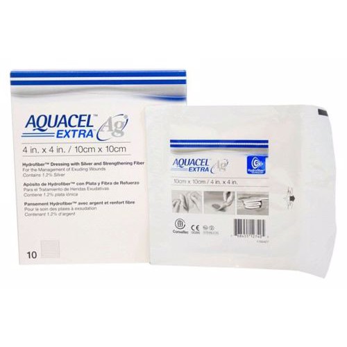 1 hộp Miếng dán Aquacel Ag Extra 10x10 dùng cho vết loét có và k có nhiễm khuẩn, các ổ viêm loét ...