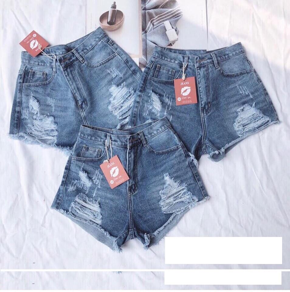 Quần short jean nữ xám rách hai bên cào tưa siêu đẹp - thời trang 2SRC4