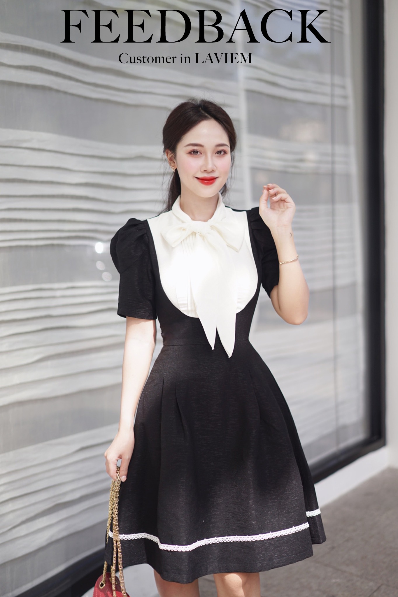 Đầm xoè nơ cổ v27