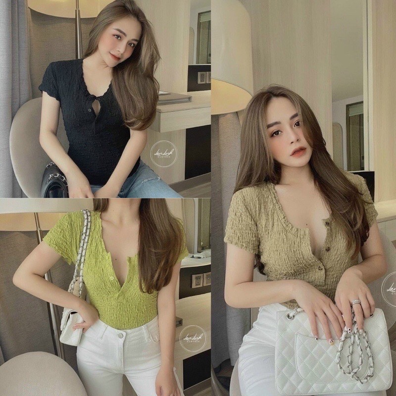 Áo Thun Nữ Xốp Nhăn Ôm Body Cao Cấp Chất Đẹp