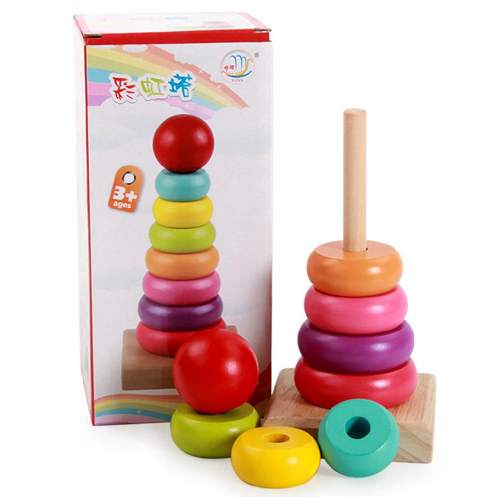Đồ Chơi Tháp Cầu Vồng Gỗ 7 Vòng Size Lớn Cho Bé