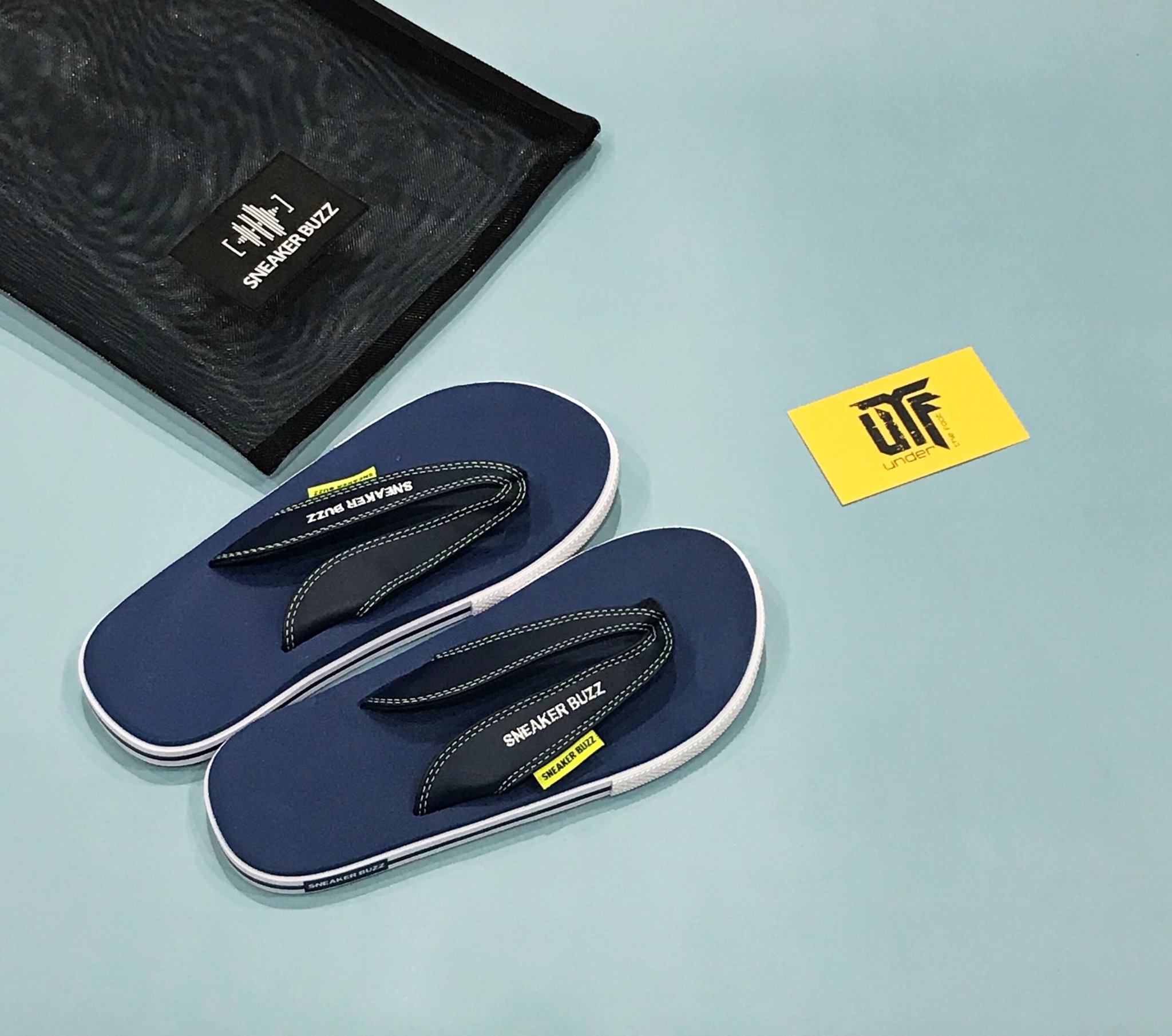 New - Dép Sneaker Buzz đen quai họa tiết xỏ ngón chính hãng - 1SB0003