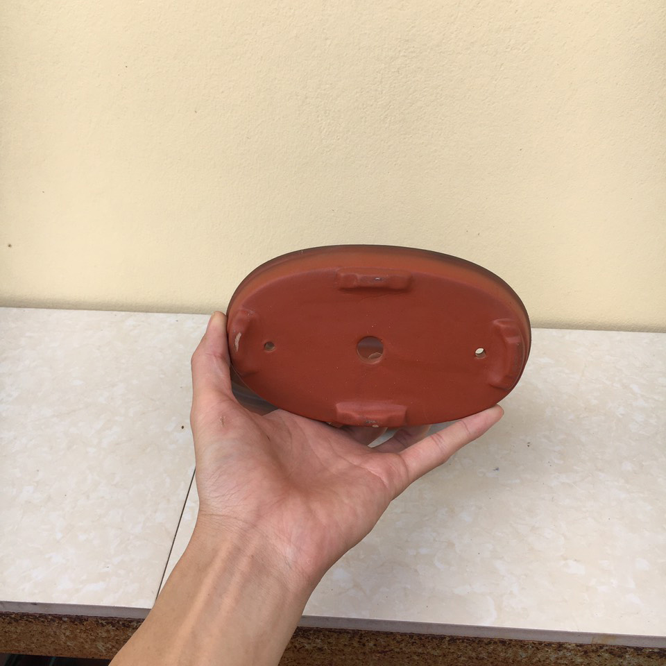 Chậu bonsai Oval cặp 2 cái mini đất nung gốm Bát tràng 1 size BM-02