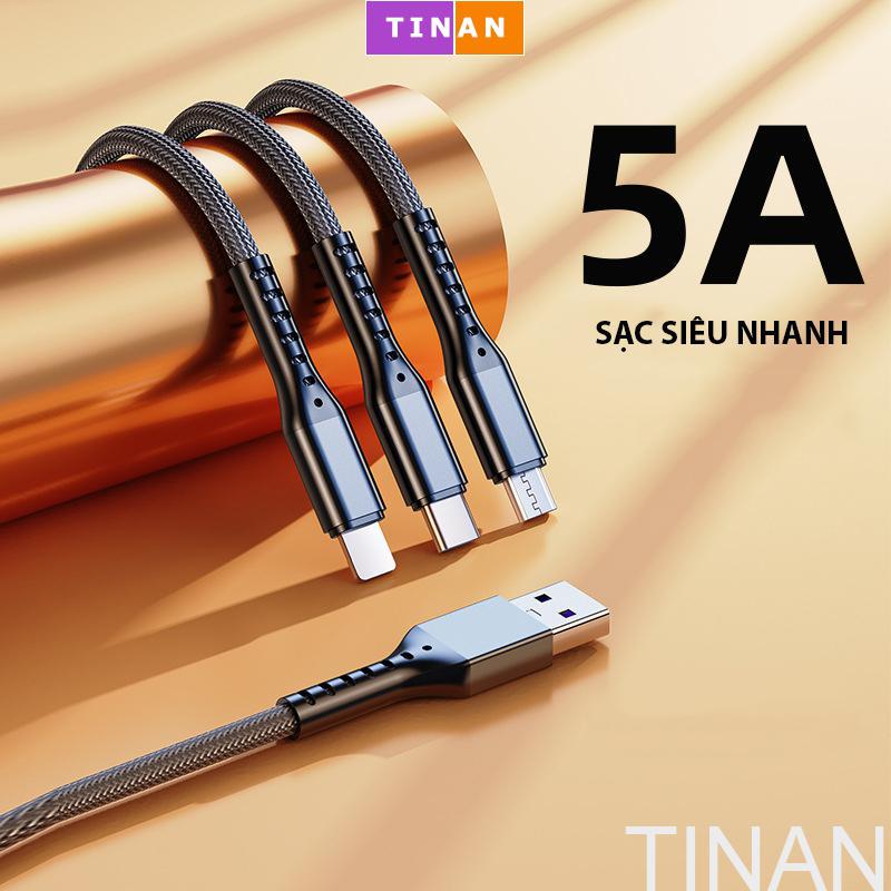 Cáp Sạc Nhanh USB 3 Trong 1 Chất Lượng Cao 5A, Iphone, Android, TypeC
