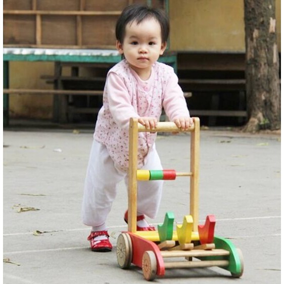 xe gỗ tập đi cho bé, xe gà tập đi