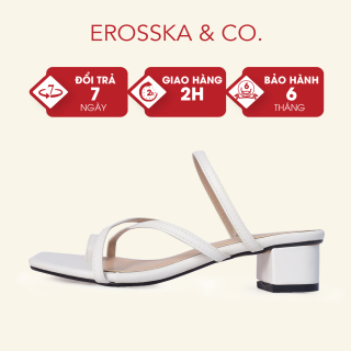 Dép cao gót thời trang Erosska xỏ ngón phối dây phong cách Hàn Quốc cao 3cm màu trắng - EM066 thumbnail