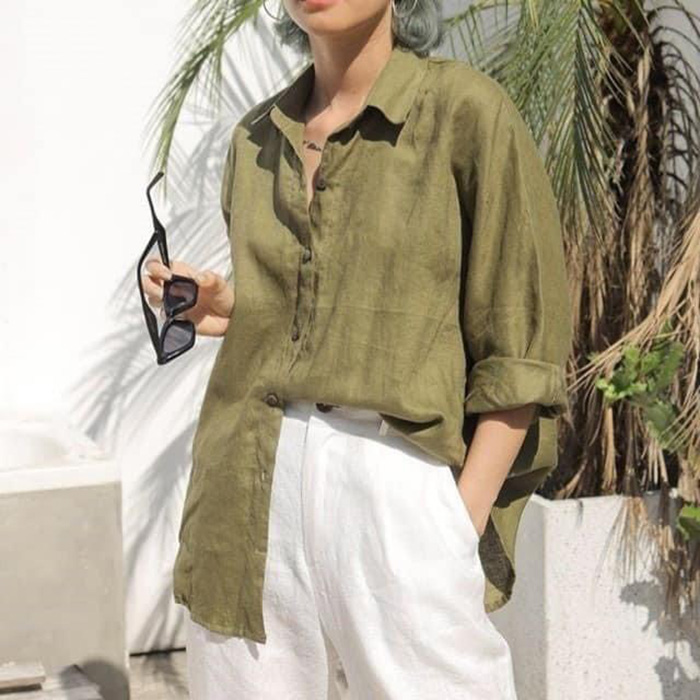 Sơ mi nữ công sở Basic Linen tưng Premium chính phẩm 100% Linen, thời trang hè thu 2023