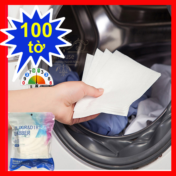 Hộp Giấy Giặt hút màu nhuộm Chống Lem Loang màu Quần áo Túi Lưới Giặt Quần Áo