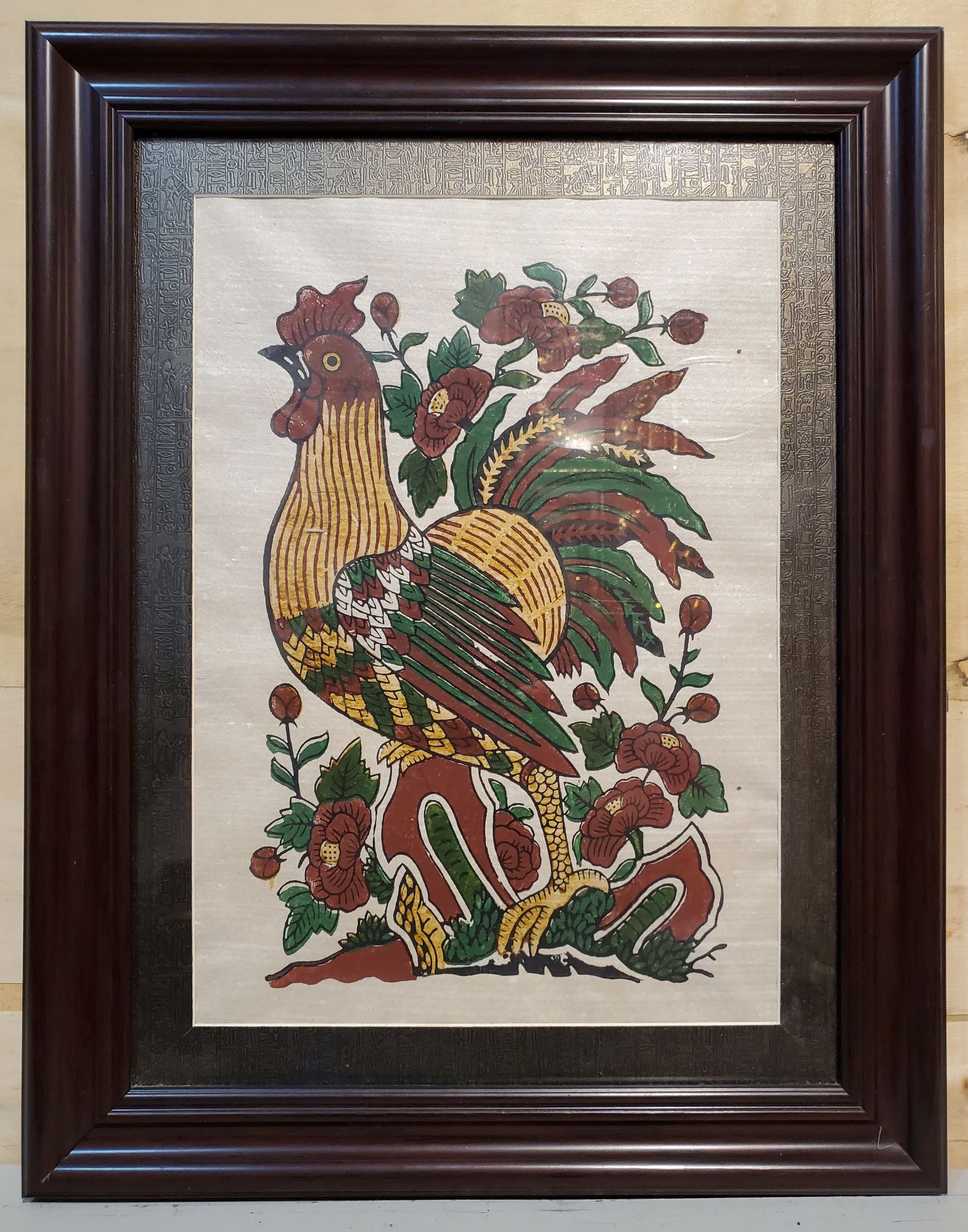 Tranh dân gian đông hồ - Gà hoa hồng-TDH012