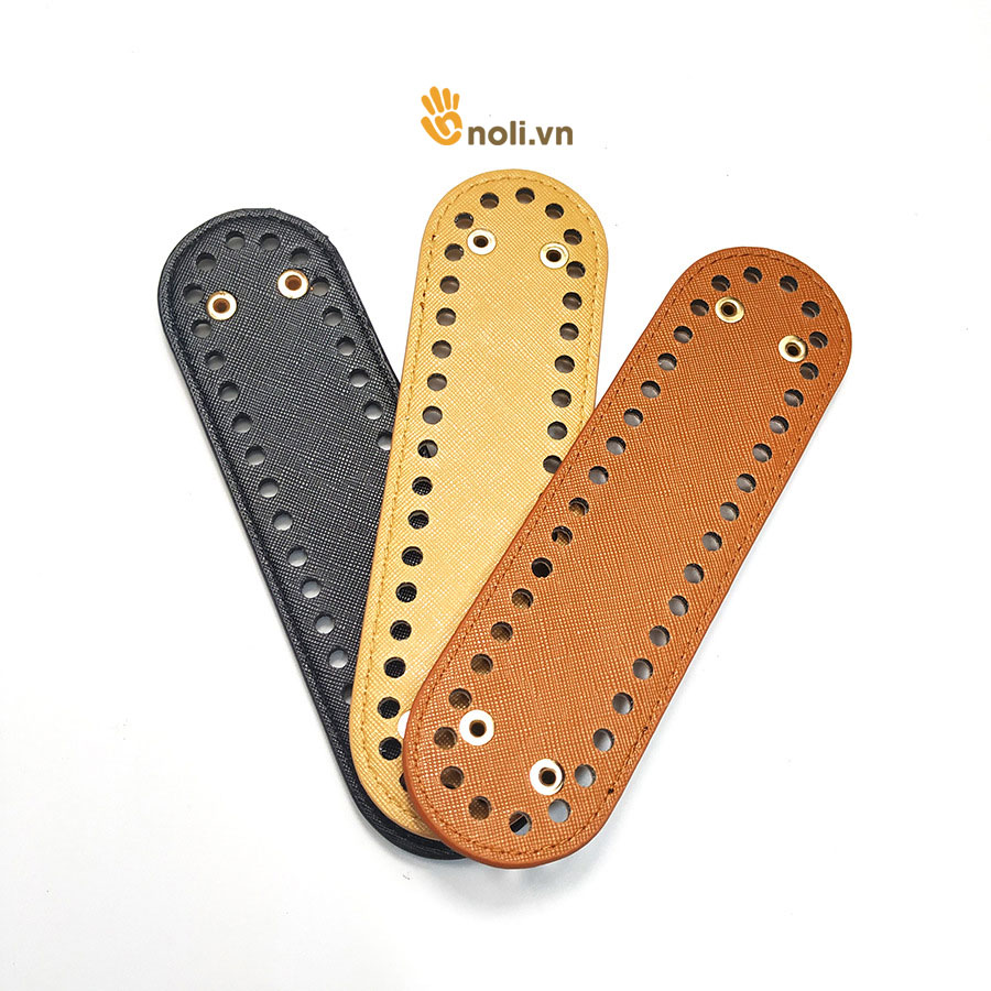 Pre-perforated PU leather oval bag base 18x5cm