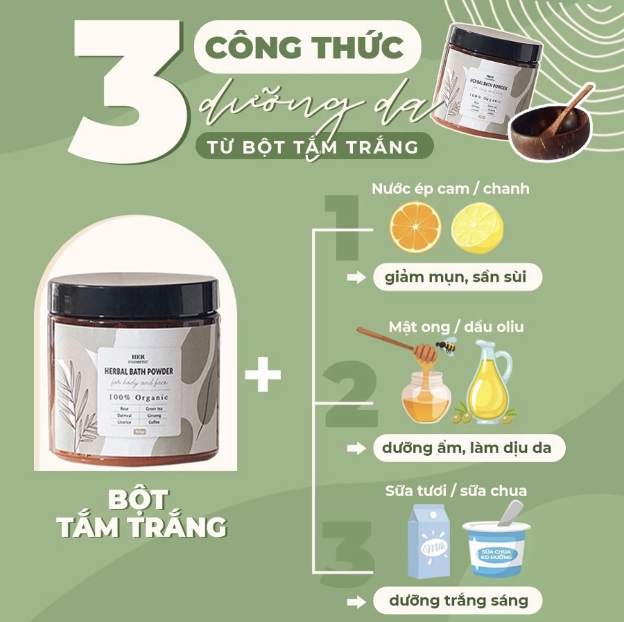 Bột Tắm Trắng Thảo Dược Her Cosmetic Dạng Hủ