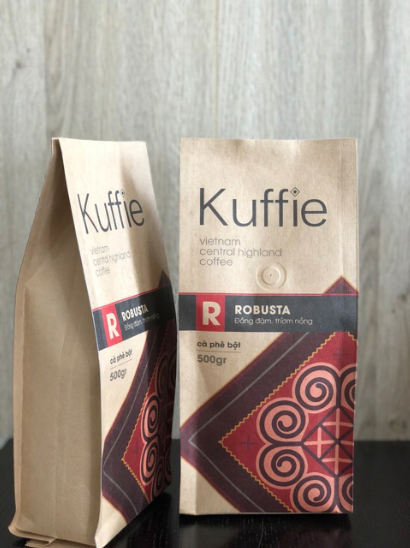 Bộ 2 gói cà phê bột Kuffie Robusta 100% Pure Coffee Robusta x 500g