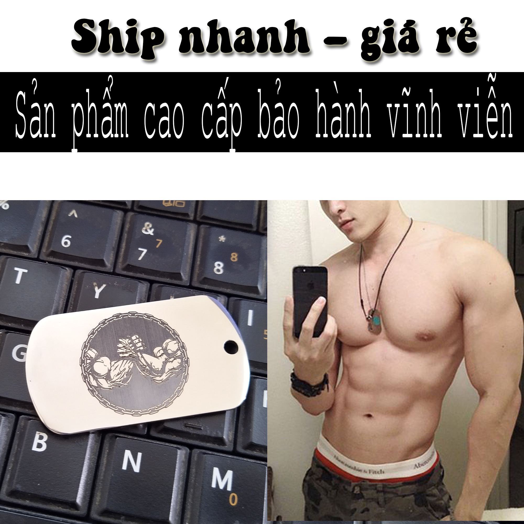 (FREE KHẮC, FREE DÂY) THẺ BÀI KHẮC LASER - THẺ BÀI KHẮC TÊN - DOGTAG