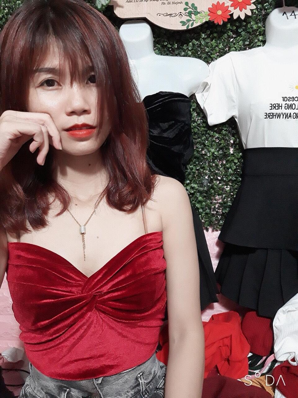 Áo nhung cúp ngực  kèm mút  sang chảnh