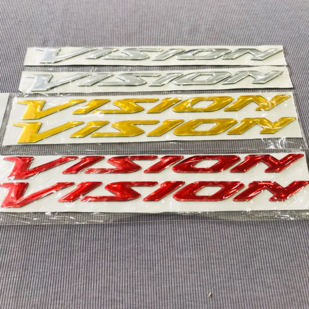 Tem Cặp chữ nhựa dẻo logo Vision màu Đỏ