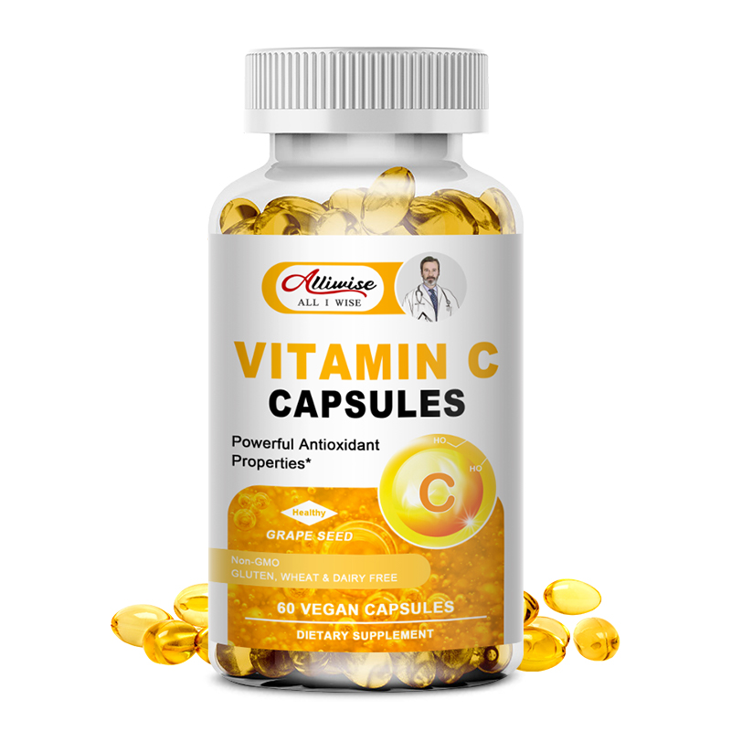 Alliwise Vitamin C Ascorbic Acid 500mg Vegan Antioxidant Supplement for Immune Support Skin Whitening and Iron Absorption