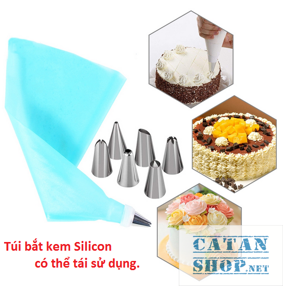 [HCM]❤️TRỢ GIÁ❤️ Bộ 6 đui bắt bông kem kèm chốt và túi đựng kem trang trí bánh GD230-BatKem