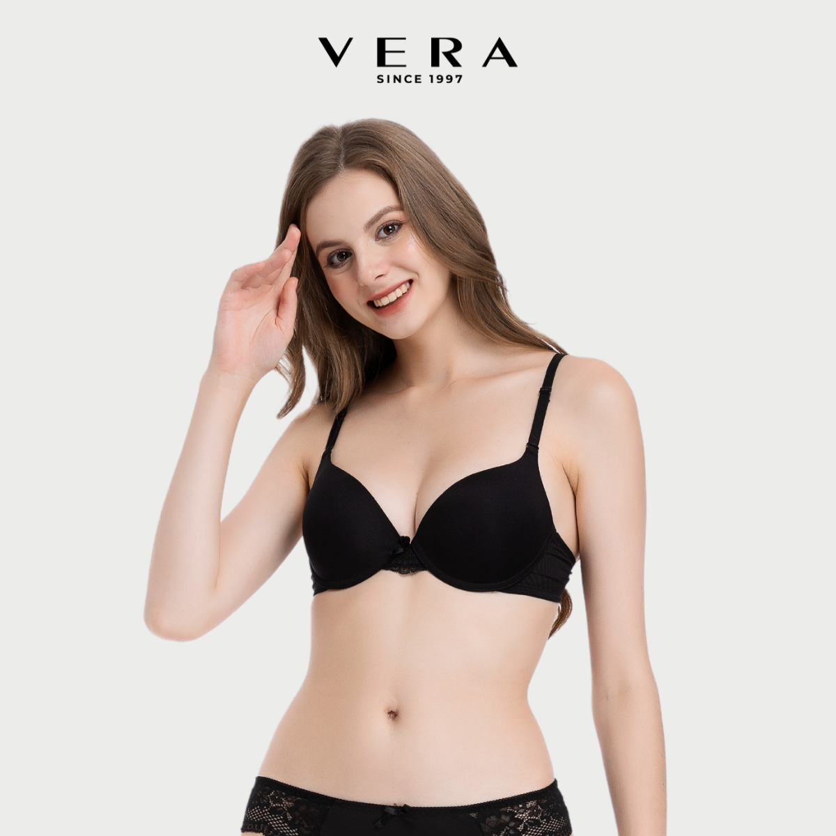 Áo ngực Mold cup 3/4 mút dày VERA Microfiber phối ren - V6301
