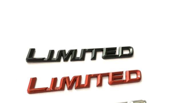 Tem decal chữ kim loại Limited nghiêng