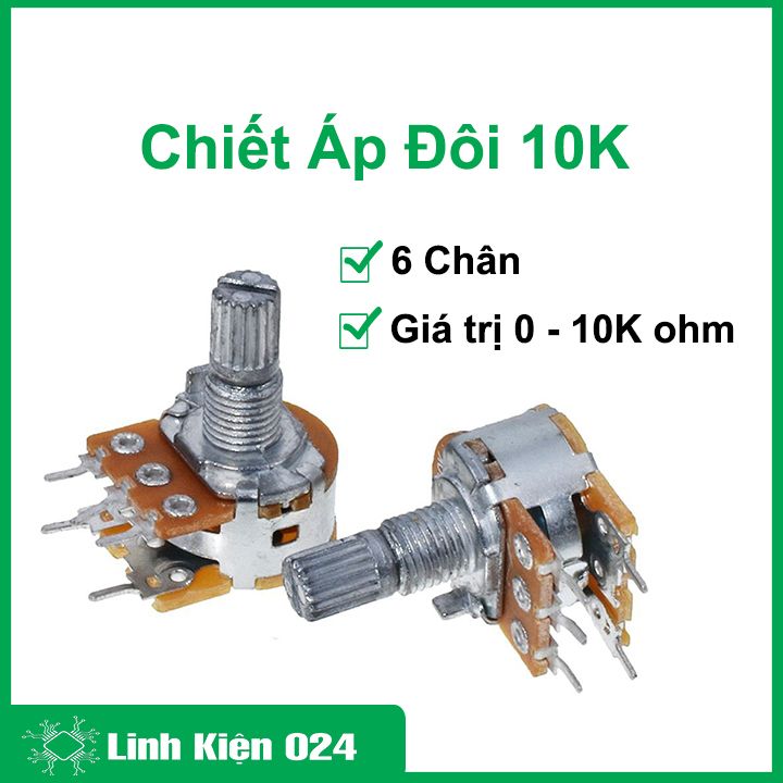 Chiết áp đôi 10K, biến trở volume kép 6 chân