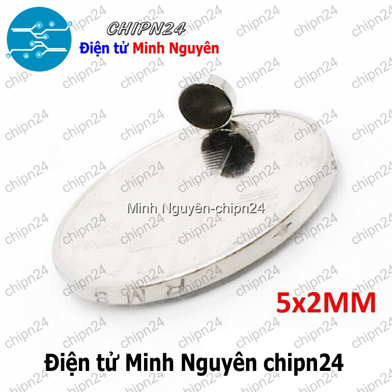 [5 viên] (K173) Nam châm Tròn phi 5mm dày 2mm - HH005953
