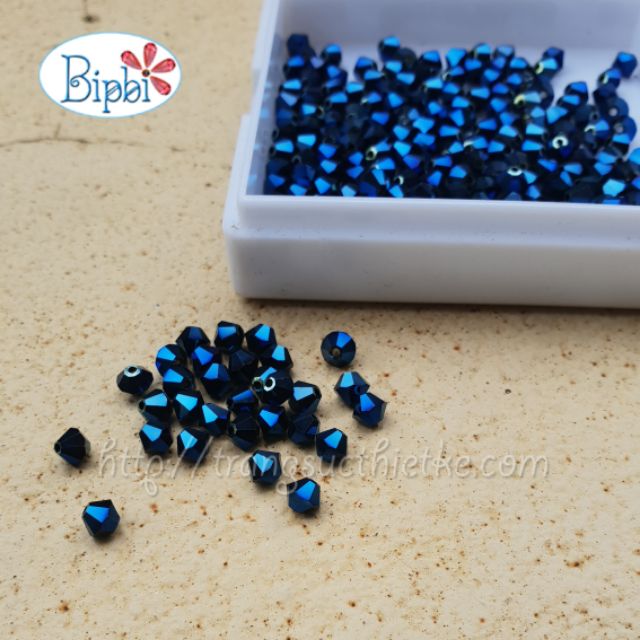 100 viên pha lê Tiệp màu metallic blue