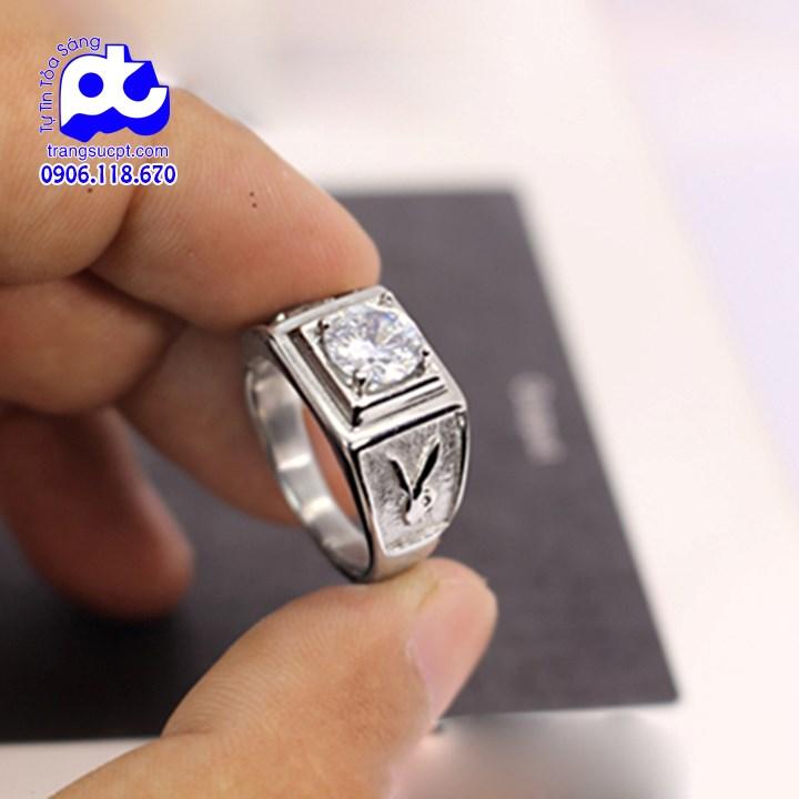NHẪN INOX NAM CHẠM PLAY BOY THỜI TRANG HÀN QUỐC