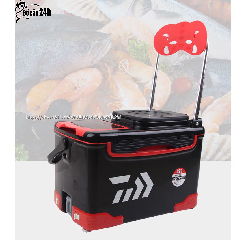 Thùng Câu Cá Dùng Cho Câu Đài Daiwa 32 lít Đa Năng y hình  (cam kết bảo hành đổi trả trong 2 tuần đầu)
