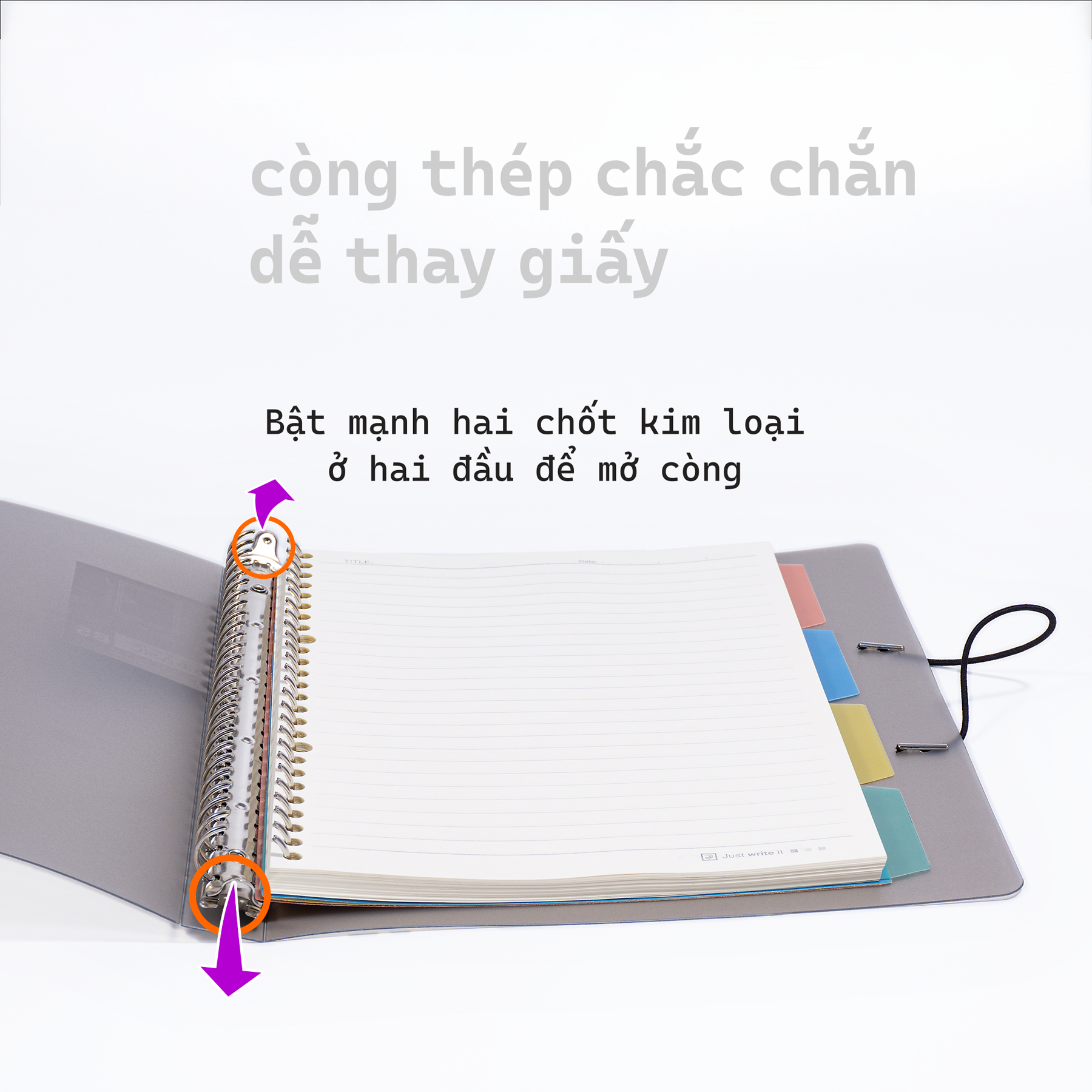Sổ Còng Binder Aibasic A4 30 chấu, làm sổ tay planner, văn phòng phẩm FUTUREBOOK.